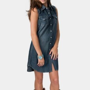 Cowgirl Justice Dress Small denim Pearlsnap